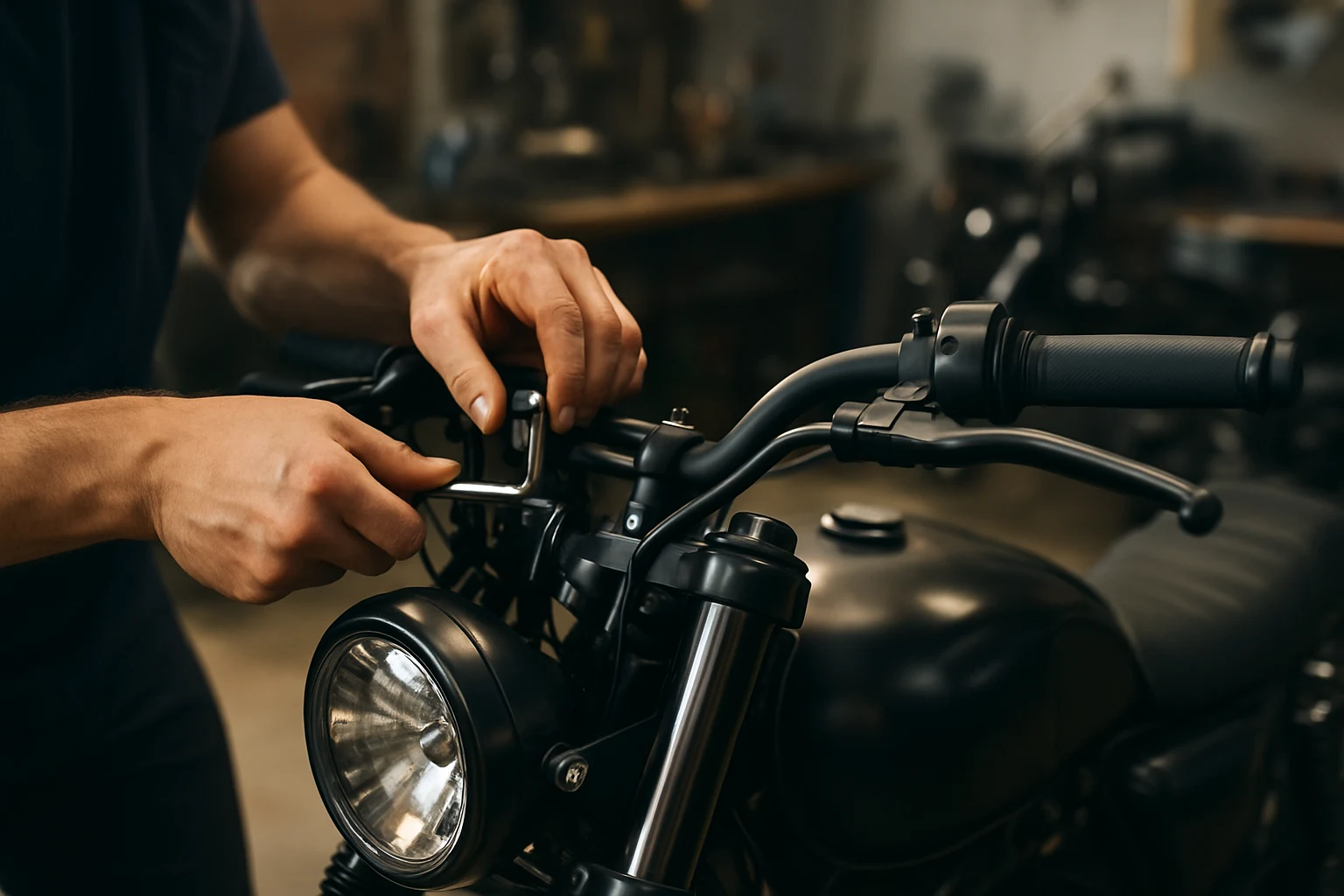 ติดตั้งอะไหล่แต่งมอเตอร์ไซค์แฮนด์