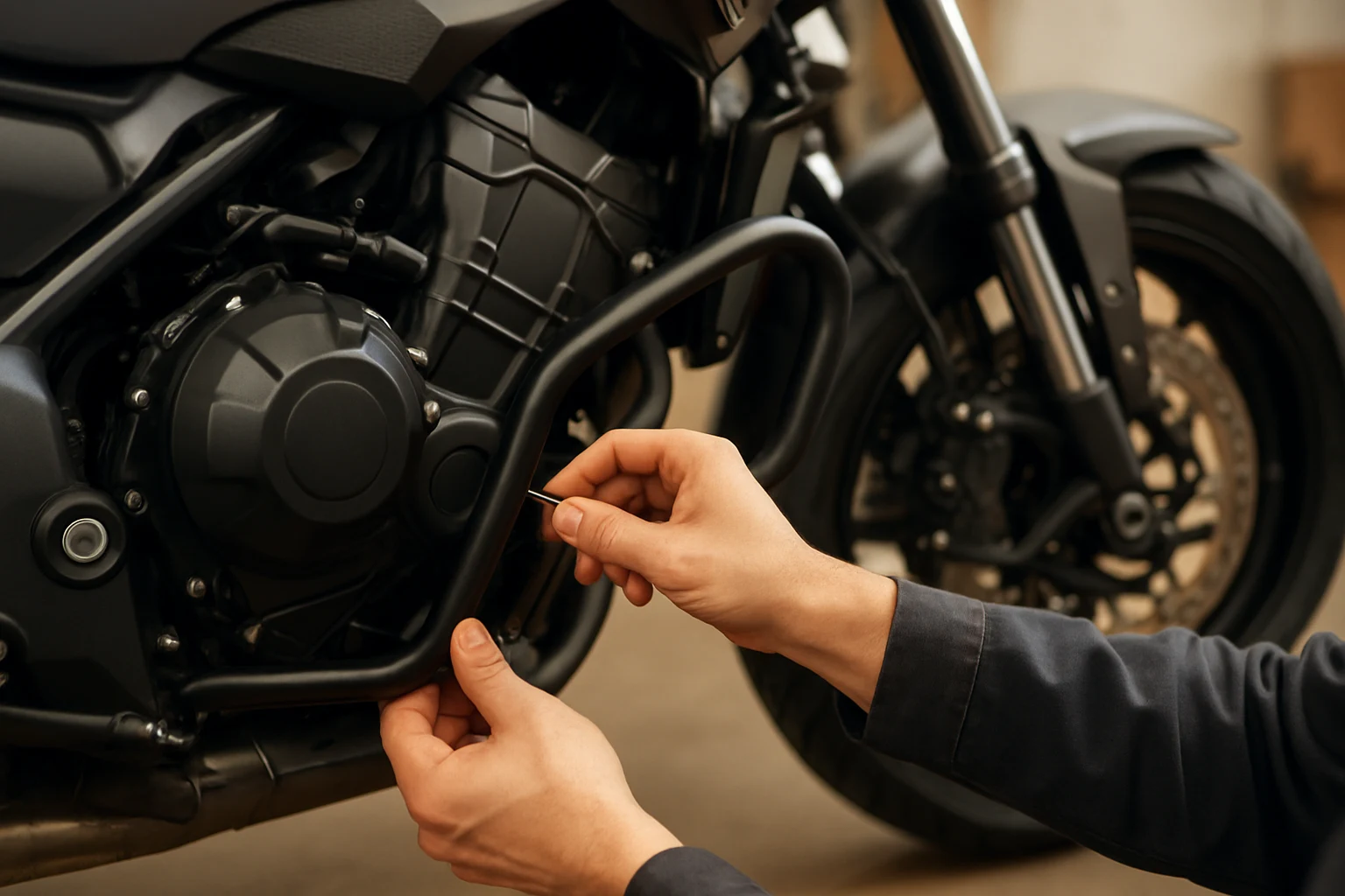 ติดตั้งอะไหล่แต่งมอเตอร์ไซค์การ์ดกันล้ม