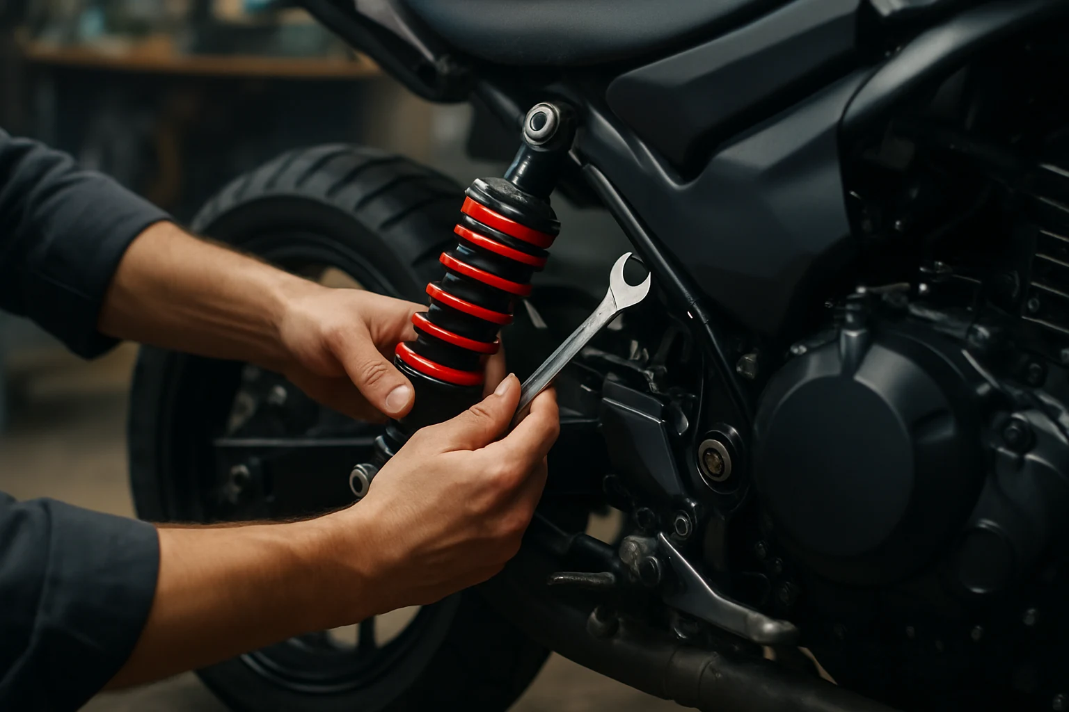 ติดตั้งอะไหล่แต่งมอเตอร์ไซค์โช๊คอัพ