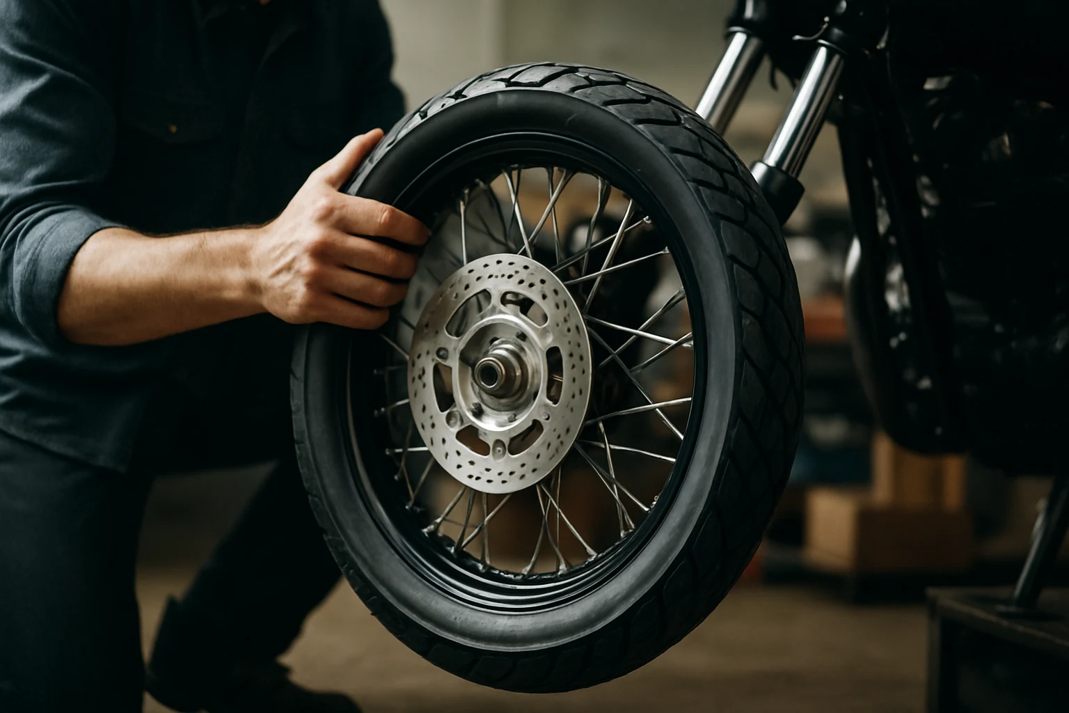 ติดตั้งอะไหล่แต่งมอเตอร์ไซค์ล้อและยาง